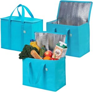 Las mejores opciones de bolsas de productos agrícolas reutilizables: paquete de 3 bolsas de supermercado reutilizables con aislamiento