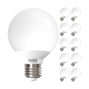 Las mejores bombillas para opciones de baño: Sunco Lighting 10 Pack G25 LED Globe, 6W = 40W
