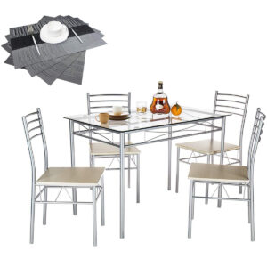 Las mejores opciones de mesas de comedor: mesa de comedor VECELO con 4 sillas