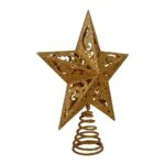 La mejor opción de adornos para árboles de Navidad: copa de árbol de estrella de 5 puntas con brillo dorado de 8 pulgadas de Kurt Adler