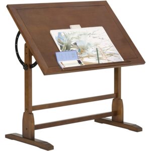 La mejor opción de mesa de dibujo: SD STUDIO DESIGNS Mesa de dibujo de roble rústico vintage