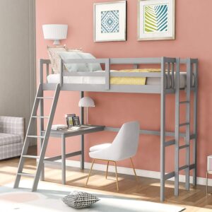 La mejor cama alta para niños con opción de escritorio: cama alta doble con escritorio Harper & Bright Designs