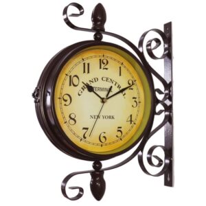 Las mejores opciones de relojes para exteriores: reloj de pared redondo de aspecto antiguo de hierro forjado WOOCH
