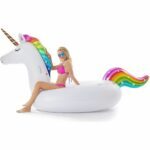 La mejor opción de juguetes para la piscina: flotador inflable gigante de unicornio para piscina Jasonwell