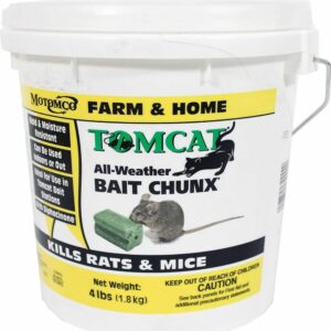 La mejor opción de veneno para ratas: Tomcat All Weather Bait Chunx, 4 Lb