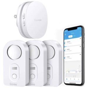 Las mejores opciones de detectores de fugas de agua: sensor de agua WiFi Govee, paquete de 3, alarma ajustable de 100 dB