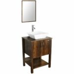 La mejor opción de tocadores de baño: gabinete marrón eclife de 24 "con lavabo y tocador de baño combinado