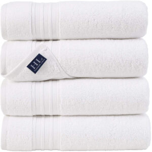 Las mejores opciones de toallas de baño: Hammam Linen 100% algodón 27x54 Juego de 4 piezas Toallas de baño