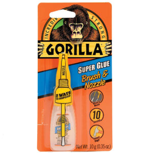 El mejor pegamento para opciones de vidrio: Gorilla Super Glue con cepillo y aplicador de boquilla