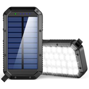 La mejor opción de panel solar portátil: cargador solar GoerTek, energía solar con batería de 25000 mAh