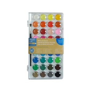 La mejor opción de pinturas de acuarela: Juego de bandejas de acuarela fundamental de 36 colores de Artist's Loft