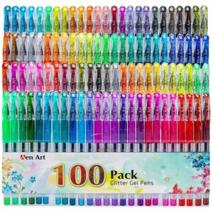Los mejores bolígrafos de gel para opciones de coloración: bolígrafos de gel con purpurina Aen Art, juego de bolígrafos con purpurina de 100 colores