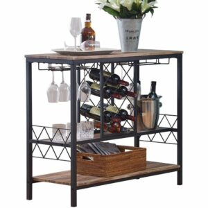La mejor opción de botellero: O&K Furniture Industrial Wine Rack Table