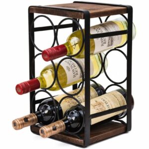 La mejor opción de botellero: estante de vino de encimera de madera rústica Soduku