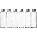 Las mejores opciones de botellas de agua de vidrio: Epica de 18 onzas.  Botellas de vidrio para bebidas, juego de 6